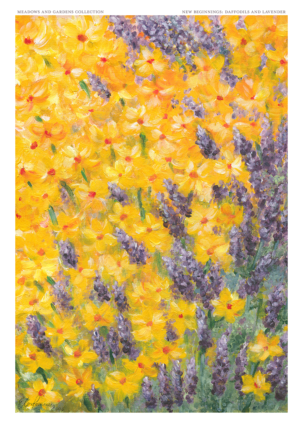 New Beginnings: Daffodils and Lavener Fine Art Print