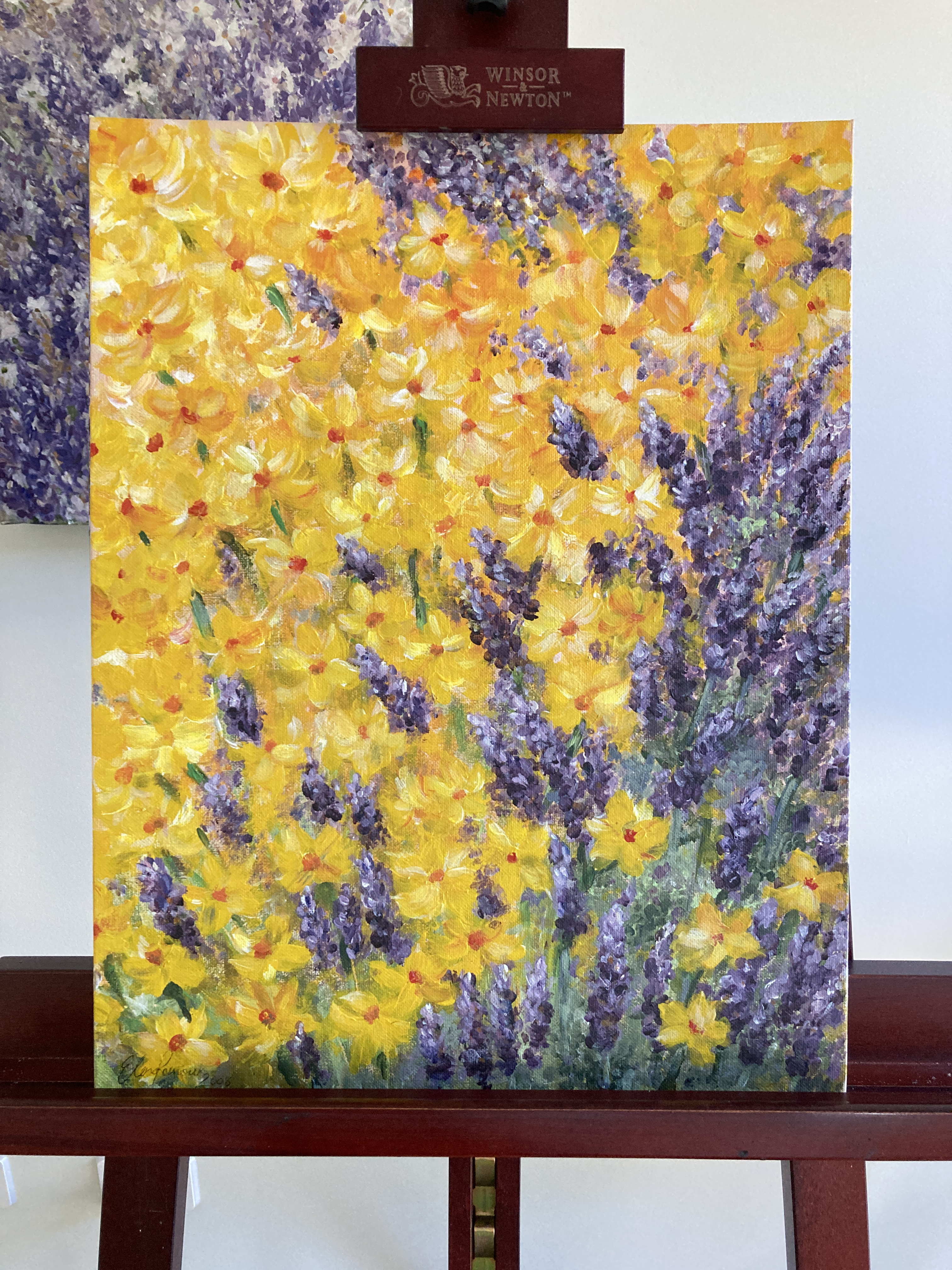 EM New Beginnings: Daffodils and Lavender Original Art by Elena Panow