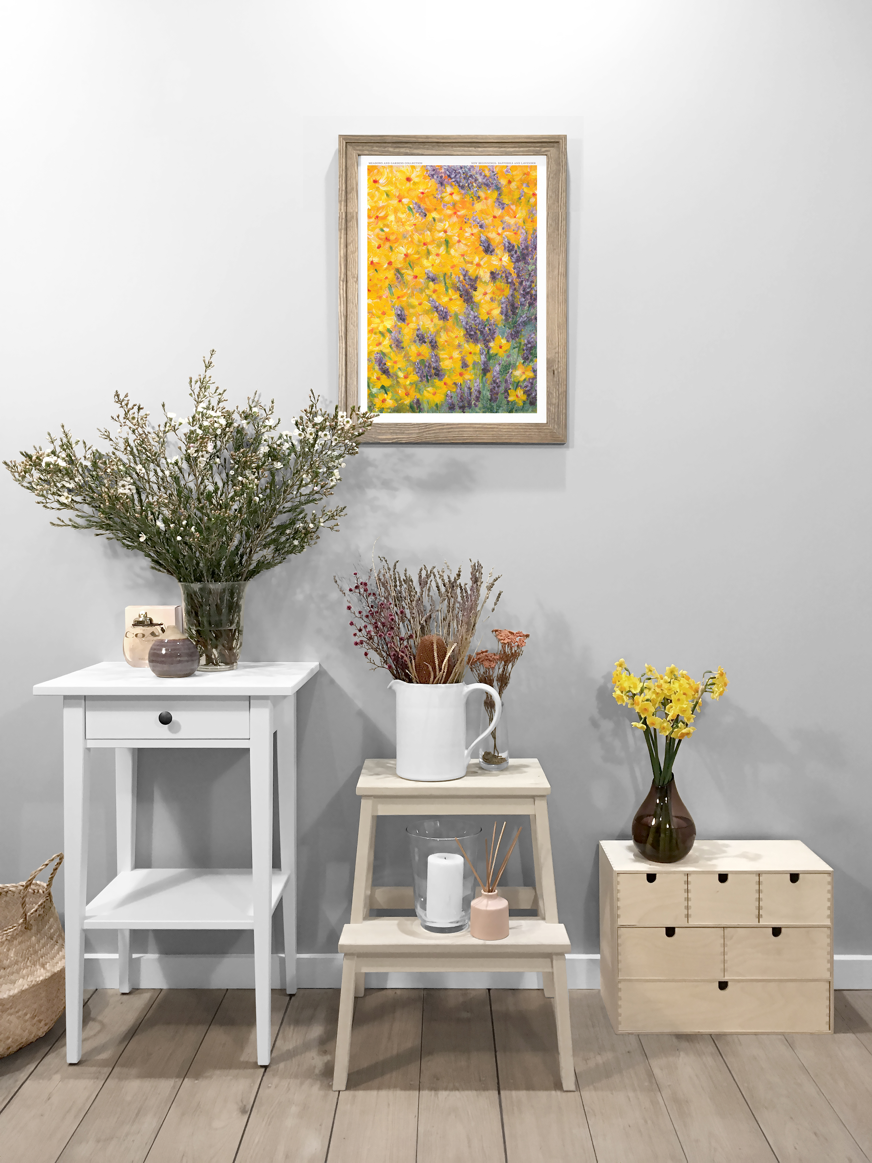 New Beginnings: Daffodils and Lavender Fine Art Print