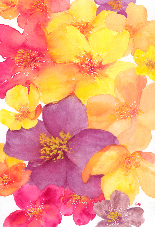Wild Rose Blooms Original Art - See Details